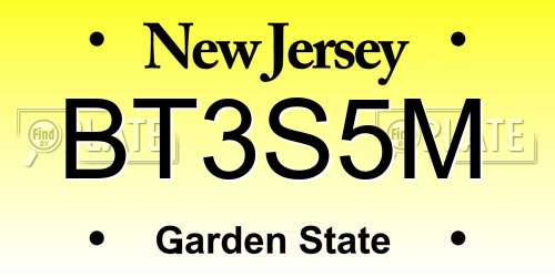BT3S5M New Jersey License Plate