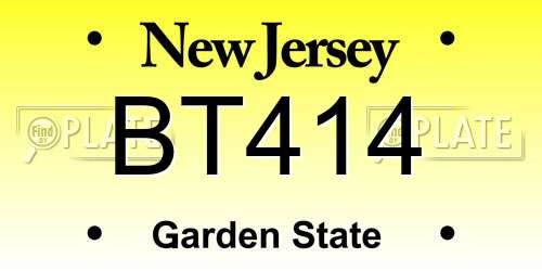 BT414 New Jersey License Plate