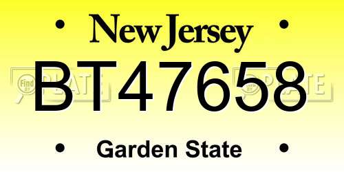 BT47658 New Jersey License Plate