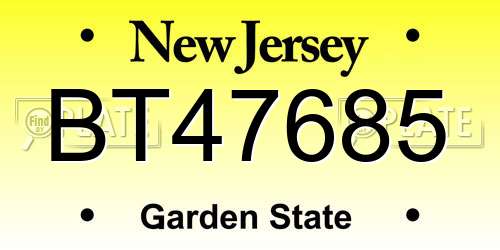 BT47685 New Jersey License Plate