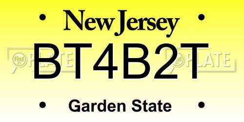 BT4B2T New Jersey License Plate