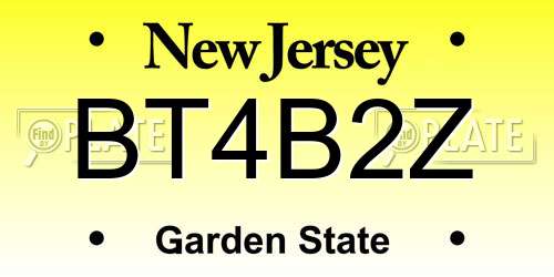 BT4B2Z New Jersey License Plate