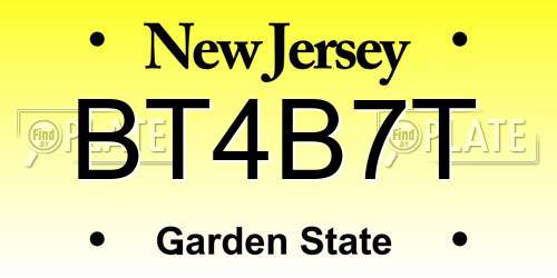 BT4B7T New Jersey License Plate