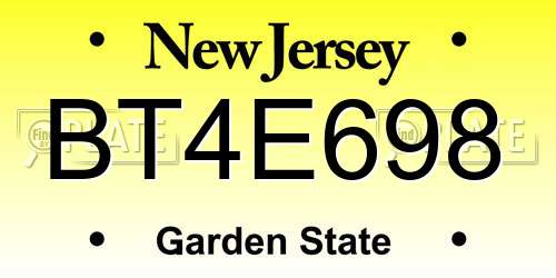 BT4E698 New Jersey License Plate