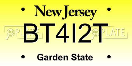 BT4I2T New Jersey License Plate