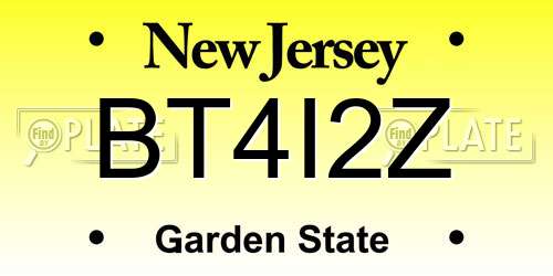 BT4I2Z New Jersey License Plate