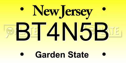 BT4N5B New Jersey License Plate
