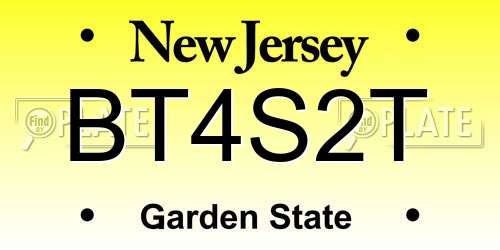 BT4S2T New Jersey License Plate