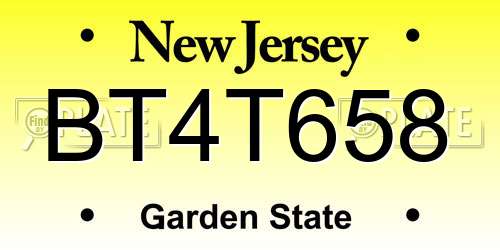 BT4T658 New Jersey License Plate