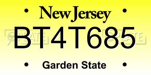 BT4T685 New Jersey License Plate