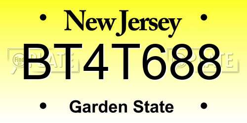 BT4T688 New Jersey License Plate