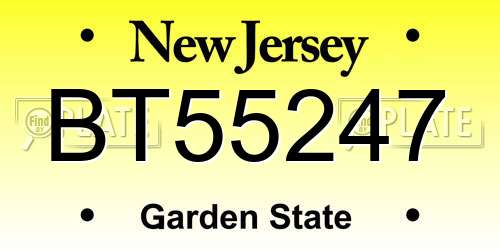 BT55247 New Jersey License Plate