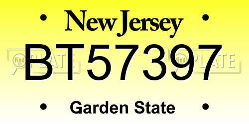 BT57397 New Jersey License Plate