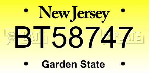 BT58747 New Jersey License Plate