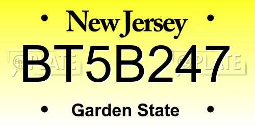 BT5B247 New Jersey License Plate