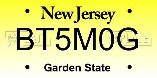 BT5M0G New Jersey License Plate