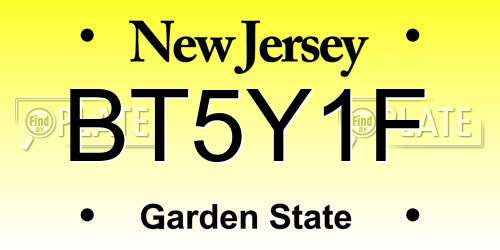 BT5Y1F New Jersey License Plate