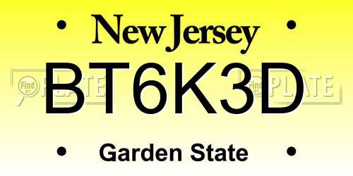 BT6K3D New Jersey License Plate