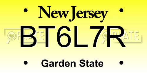 BT6L7R New Jersey License Plate