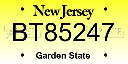 BT85247 New Jersey License Plate
