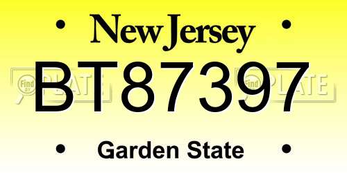 BT87397 New Jersey License Plate