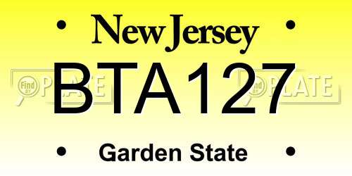 BTA127 New Jersey License Plate
