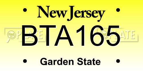 BTA165 New Jersey License Plate