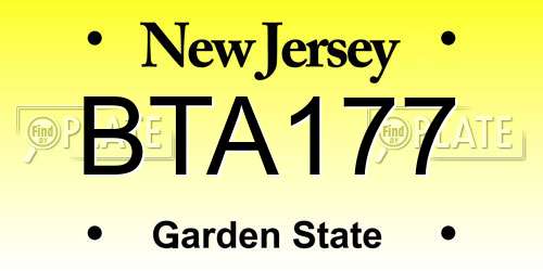 BTA177 New Jersey License Plate