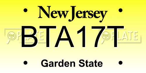 BTA17T New Jersey License Plate