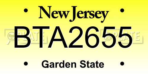 BTA2655 New Jersey License Plate