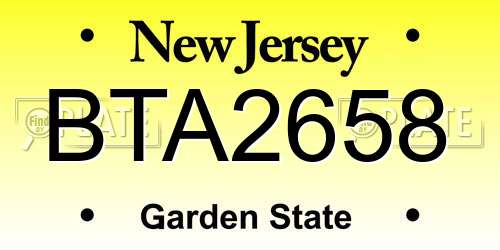 BTA2658 New Jersey License Plate