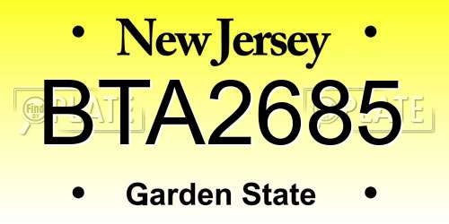 BTA2685 New Jersey License Plate
