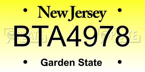 BTA4978 New Jersey License Plate