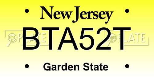 BTA52T New Jersey License Plate