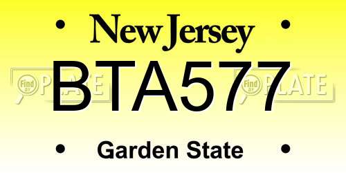 BTA577 New Jersey License Plate