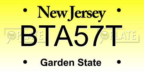 BTA57T New Jersey License Plate