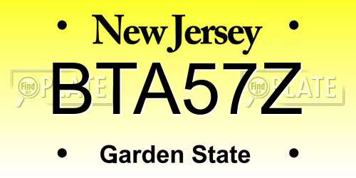 BTA57Z New Jersey License Plate