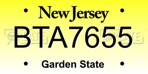 BTA7655 New Jersey License Plate