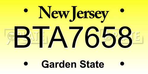 BTA7658 New Jersey License Plate