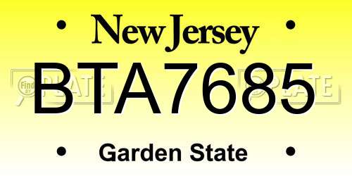 BTA7685 New Jersey License Plate