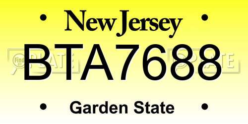 BTA7688 New Jersey License Plate