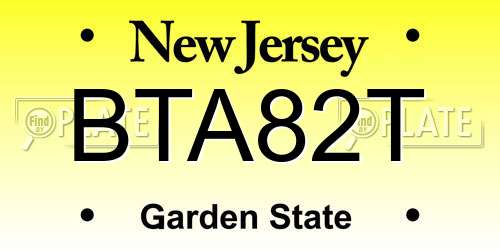 BTA82T New Jersey License Plate