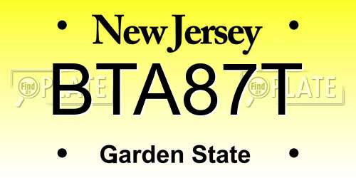 BTA87T New Jersey License Plate