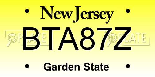 BTA87Z New Jersey License Plate