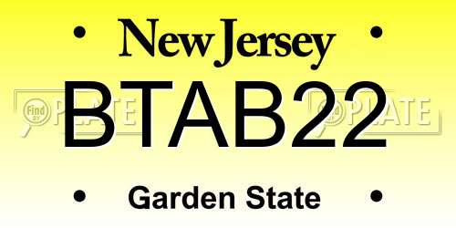 BTAB22 New Jersey License Plate