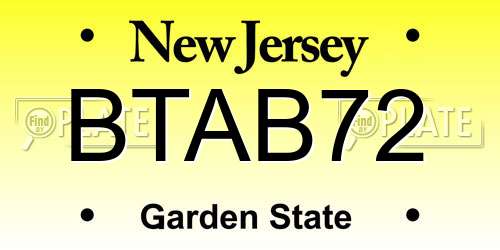 BTAB72 New Jersey License Plate