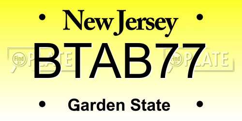 BTAB77 New Jersey License Plate