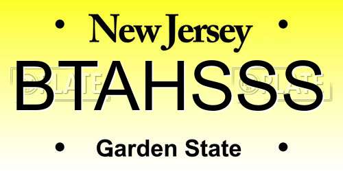 BTAHSSS New Jersey License Plate