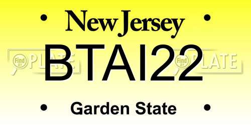 BTAI22 New Jersey License Plate