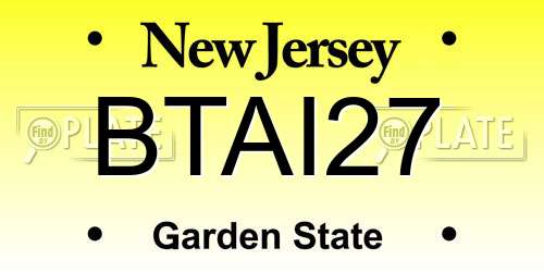 BTAI27 New Jersey License Plate